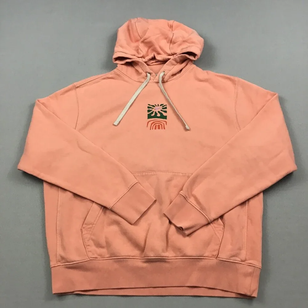 Nike Hoodie Men Medium Coral Graphic Club Fleece Essential Pullover Sweatshirt M